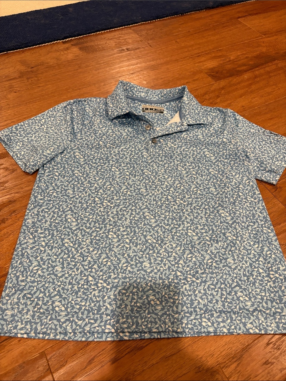 PGA Tour Light Blue & White Printed Kids Polo